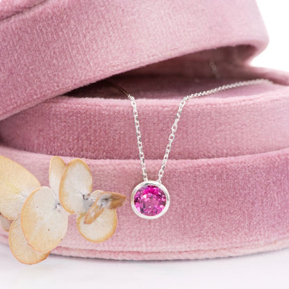 Round Pink Topaz Sterling Silver Slide Pendant Necklace {Ready to Ship} Necklace / Pendant by Nodeform