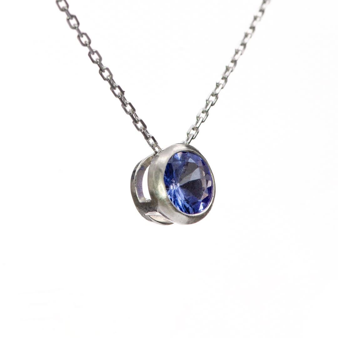 Round Tanzanite Sterling Silver Slide Pendant Necklace {Ready to Ship} Necklace / Pendant by Nodeform