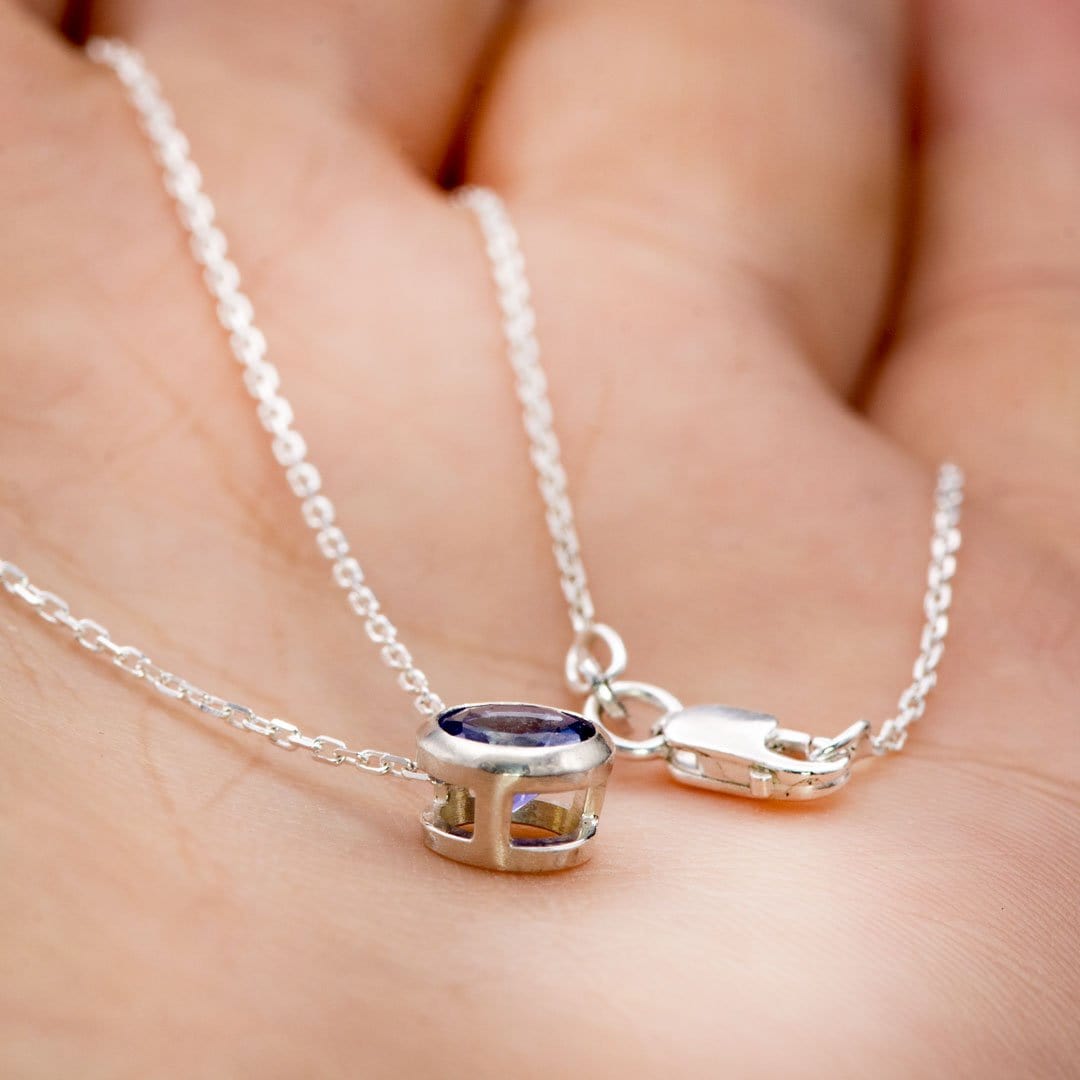 Round Tanzanite Sterling Silver Slide Pendant Necklace {Ready to Ship} Necklace / Pendant by Nodeform