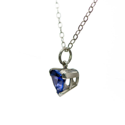 Trillion Blue Lab Grown Sapphire V-Prong Pendant Sterling Silver Necklace, Ready to Ship Necklace / Pendant by Nodeform
