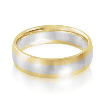 Two-tone 14k White and Yellow Gold 6mm Wide Comfort-fit Men's Wedding Band Mens Ring by Nodeform