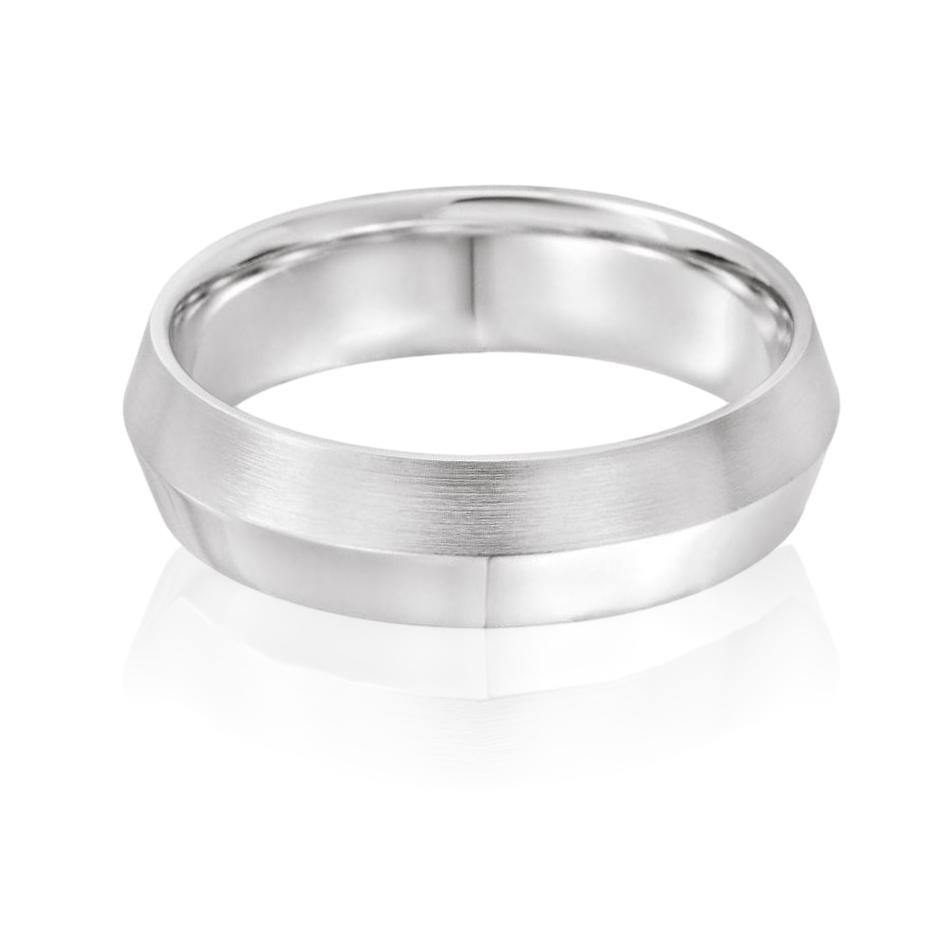 Knife Edge Comfort-fit Men's Wedding Band 14k White Gold / 6mm wide Ring by Nodeform