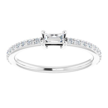 Baguette Lab Diamond or Moissanite Accented Stacking Promise Ring Ring by Nodeform