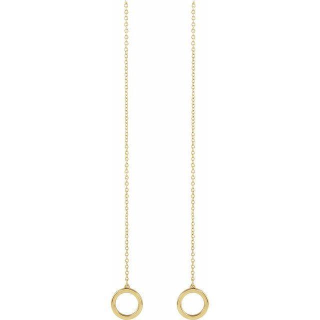 Geometric Gold Circle Chain Threader Earrings 14k Yellow Gold Earrings by Nodeform