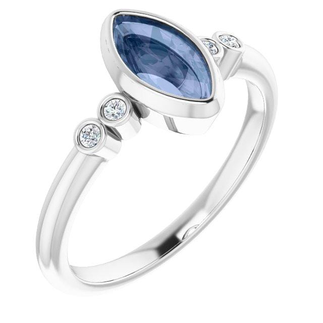 Brooklynn - Bezel Set Accented Engagement Ring with Side Stones - Setting only Ring Setting by Nodeform