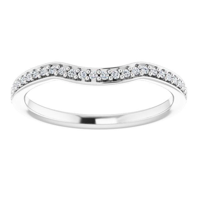 Half Eternity Diamond Micro Pave Contoured Wedding Ring Band Platinum Ring by Nodeform