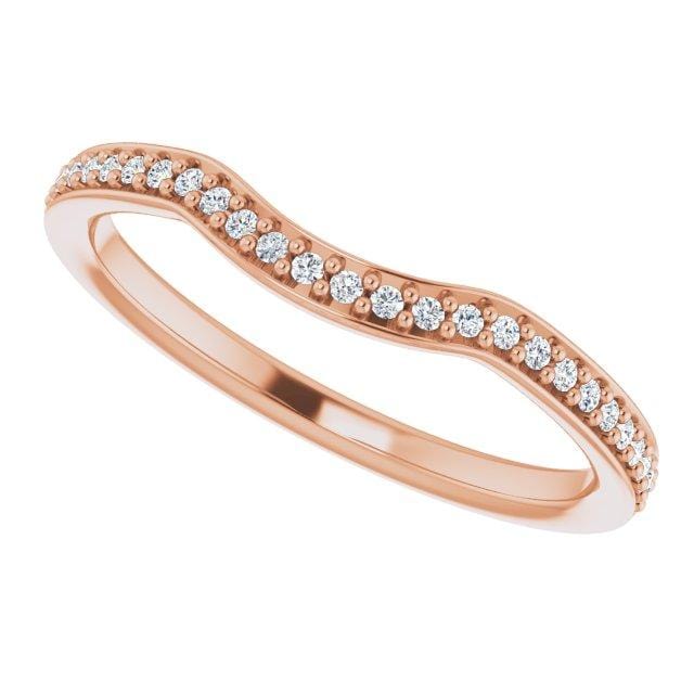 Half Eternity Diamond Micro Pave Contoured Wedding Ring Band 18k Yellow Gold Ring by Nodeform