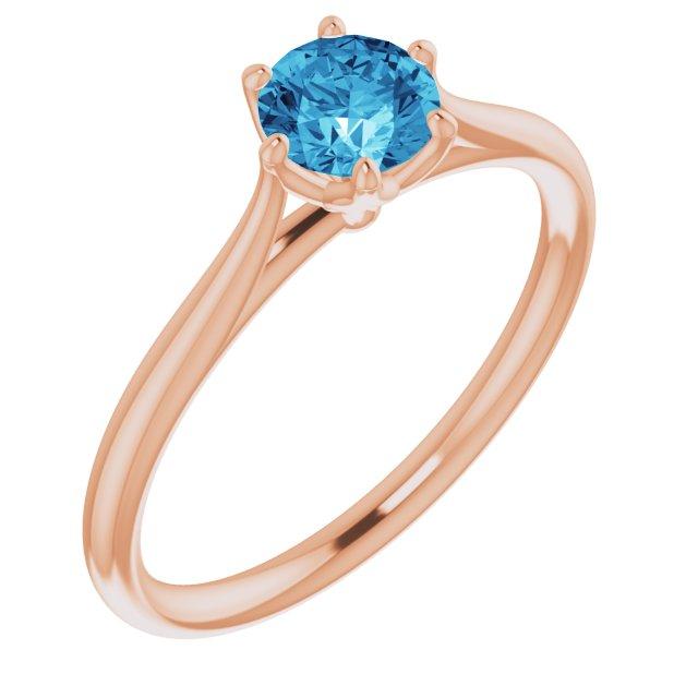 Dahlia Solitaire - Round Blue Moissanite 6-Prong Solitaire Engagement Ring 5mm/0.48ct Blue-Gray Moissanite / 14k Rose Gold Ring by Nodeform