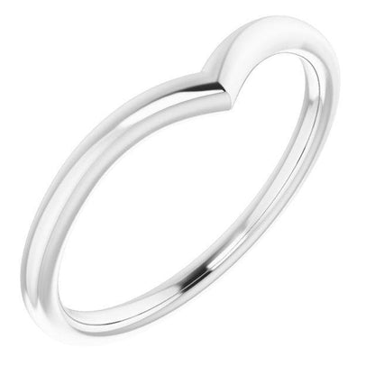 Vicky Ring V-Shaped Contoured Curved Skinny Thin Wedding Ring Stacking Band 14k Nickel White Gold Ring by Nodeform