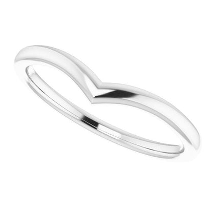 Vicky Ring V Shaped Contoured Curved Thin Wedding Ring Stacking Band 14kPD White Gold / 1.5mm wide Ring by Nodeform