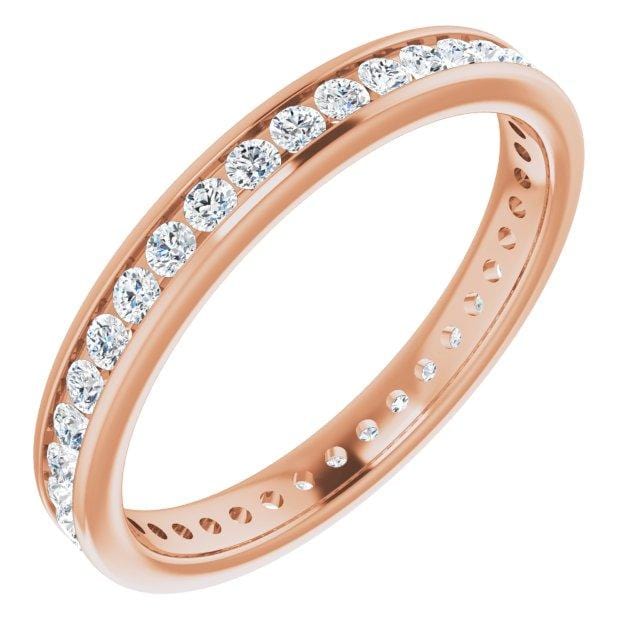 Moissanite, diamond or sapphire Channel Set Eternity Anniversary Wedding Band Moissanite / 14k Rose Gold Ring by Nodeform