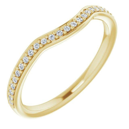 Half Eternity Diamond Micro Pave Contoured Wedding Ring Band 14k Yellow Gold Ring by Nodeform