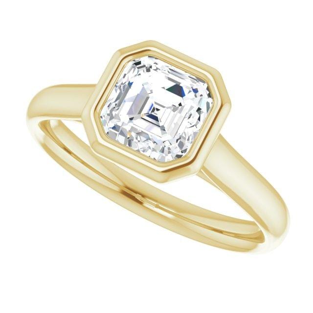 Olivia Bezel Set Solitaire Cathedral Engagement Ring - Setting only 14K Yellow Gold Ring Setting by Nodeform
