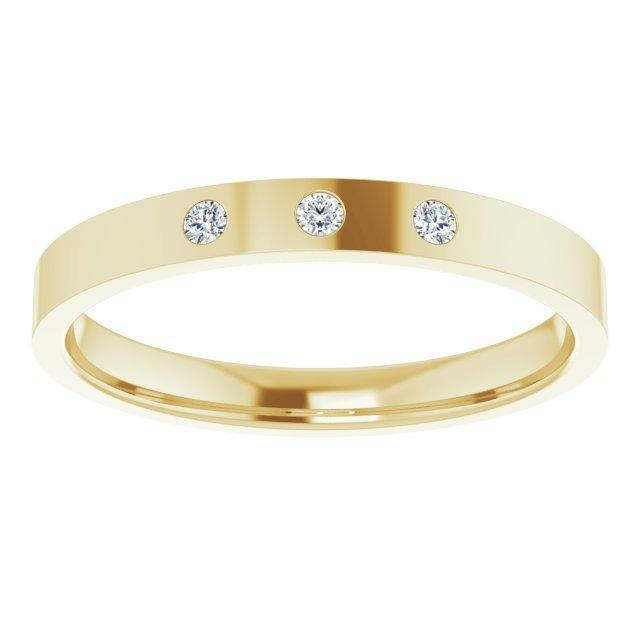 Sia Ring - Narrow 3 Diamond, Moissanite or Sapphire Flush Set Flat Wedding Band Ring by Nodeform