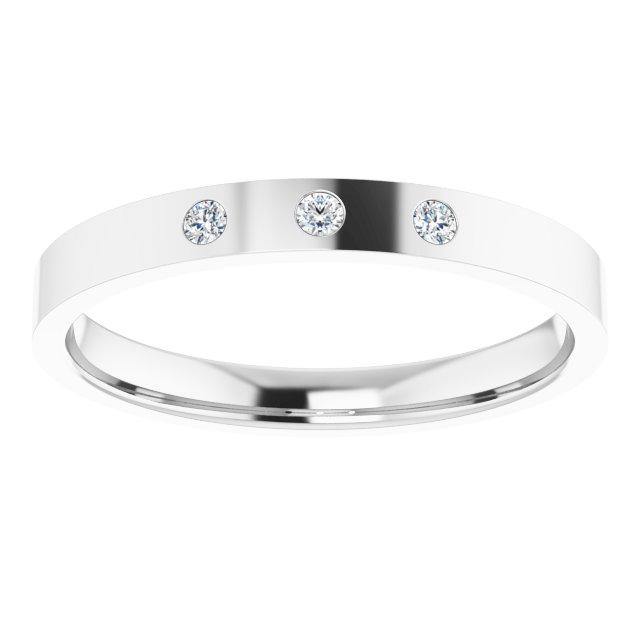 Sia Ring - Narrow 3 Diamond, Moissanite or Sapphire Flush Set Flat Wedding Band Platinum / Diamonds (G-H, SI2-SI3) Ring by Nodeform