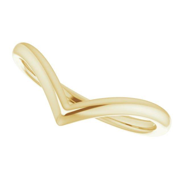 Vica Ring V Shape Contoured Curved Narrow Wedding Stacking Band 14k Yellow Gold Ring by Nodeform