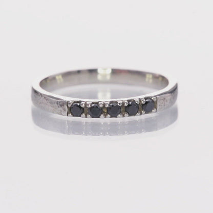 Black Diamond Pave French Set Sterling Silver Ring Stacking Wedding Band {Ready to Ship}