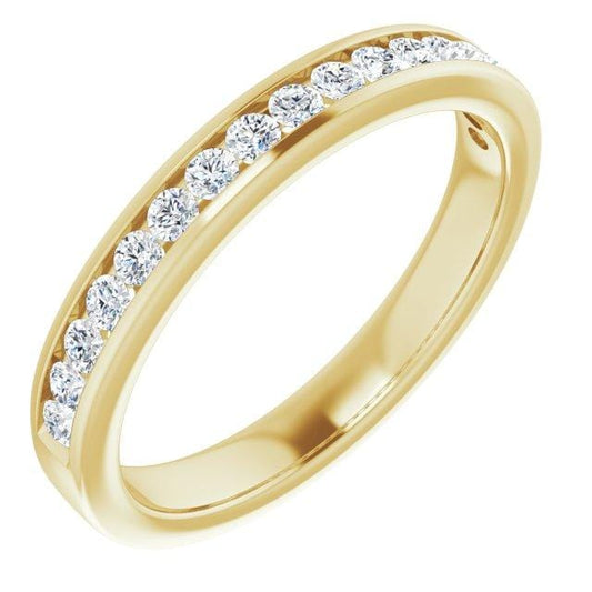 Moissanite Channel Set Anniversary Wedding Band Half Eternity: 17 Moissanites/0.33CTW / 14K Yellow Gold Ring by Nodeform