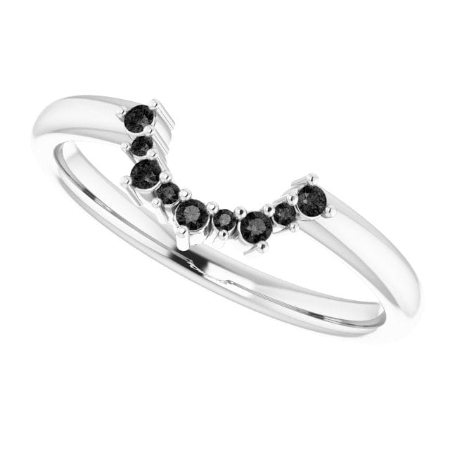 Casey Band - C-Shape Contoured Accented Diamond, or Sapphire Shadow Wedding Ring All Black Diamonds / 10k Nickel White Gold (Not Rhodium Plated) Ring by Nodeform