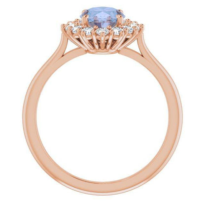 Ophelia - Prong Set Halo Engagement Ring - Setting only Ring Setting by Nodeform