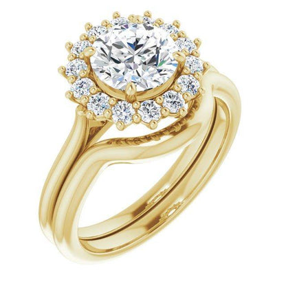 Ophelia - Prong Set Halo Engagement Ring - Setting only Ring Setting by Nodeform