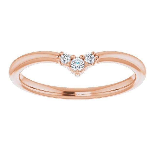 Vania Band -Graduated Diamond, Moissanite or Sapphire V-Shape Contoured Stacking Wedding Ring All Genuine Canadian Diamonds / 14k Rose Gold Ring by Nodeform