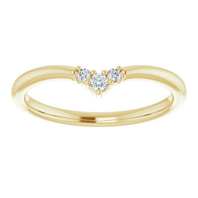 Vania Band -Graduated Diamond, Moissanite or Sapphire V-Shape Contoured Stacking Wedding Ring All Genuine Canadian Diamonds / 14K Yellow Gold Ring by Nodeform