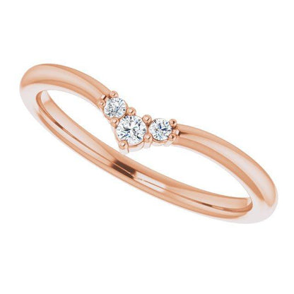 Vania Band -Graduated Diamond, Moissanite or Sapphire V-Shape Contoured Stacking Wedding Ring Ring by Nodeform