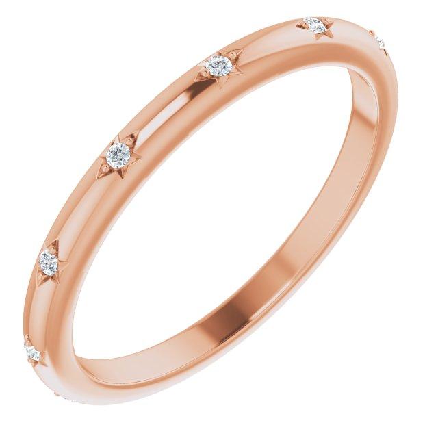 Estrella Band - Narrow Star Set Diamond Eternity Stacking Wedding or Anniversary Ring 14k Rose Gold Ring by Nodeform