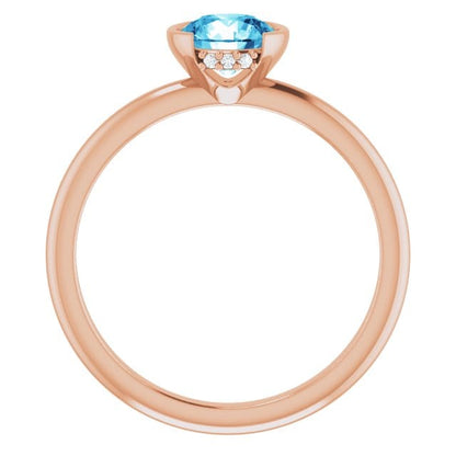 Helen Solitaire - Round Blue Moissanite Half Bezel Engagement Ring Ring by Nodeform