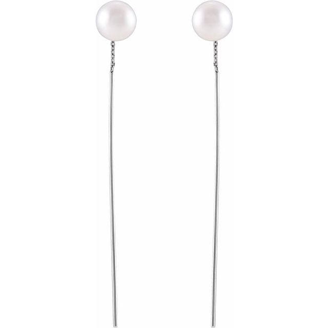 White Freshwater Cultured Pearl Gold Threader Earrings Earrings by Nodeform
