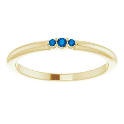 Tania Band -Graduated Diamond, Moissanite or Sapphire Stacking Wedding Ring All Blue Sapphires / 14K Yellow Gold Ring by Nodeform