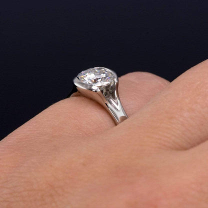Round Moissanite Fold Semi-Bezel Set Solitaire Engagement Ring Ring by Nodeform