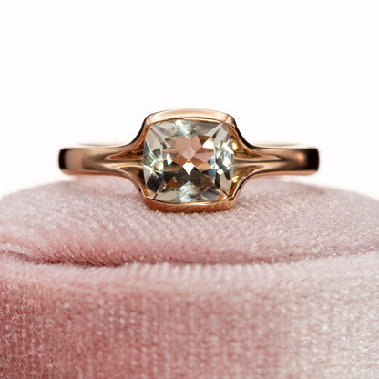 Cushion Cut Morganite Fold Solitaire Engagement Ring Ring by Nodeform