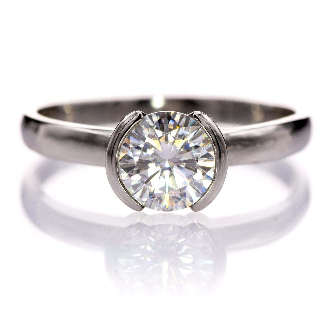 14k Yellow Gold Half Bezel Diamond Solitaire Engagement Ring #1480 -  Seattle Bellevue | Joseph Jewelry