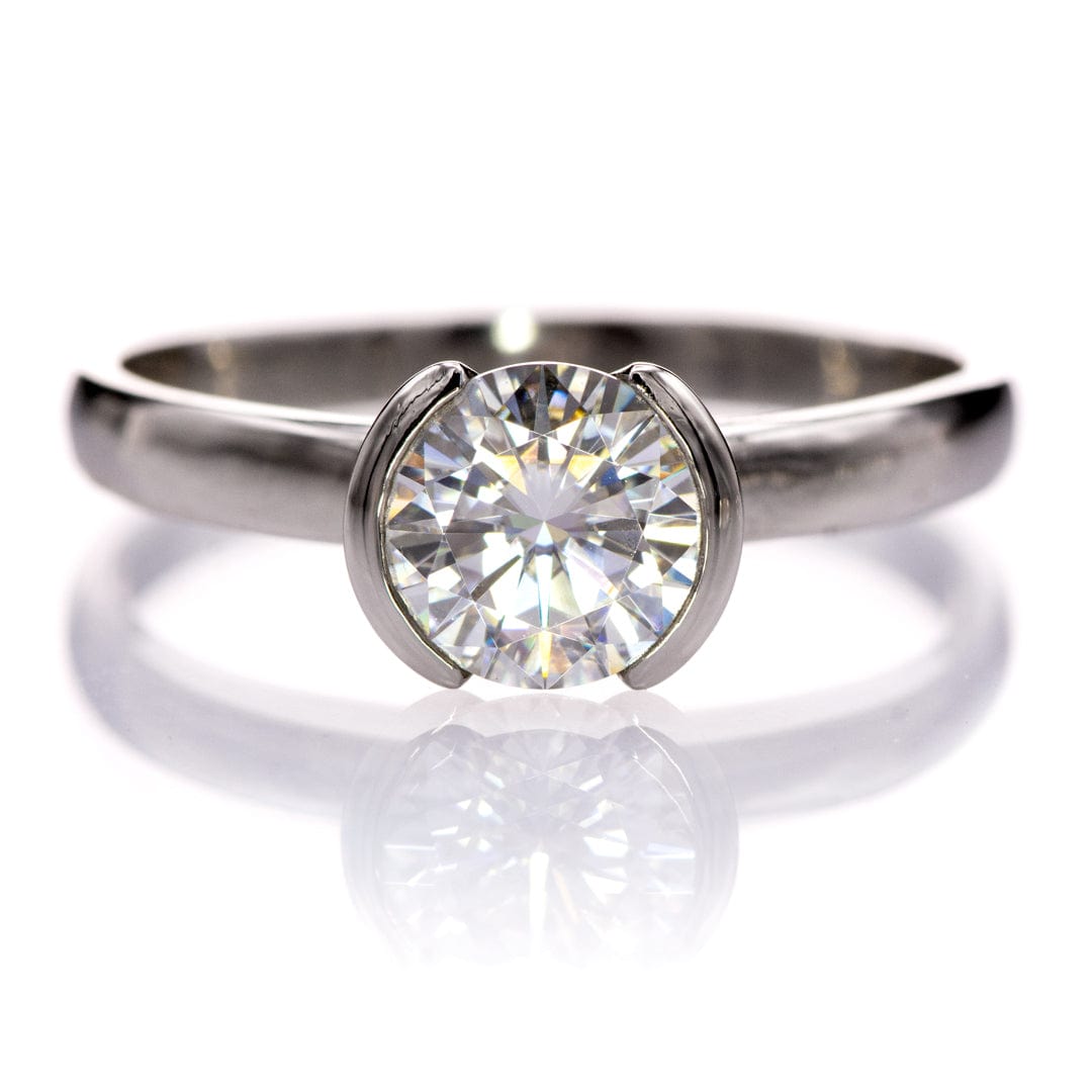 Halley - Half Bezel Set Solitaire Engagement Ring - Setting only Ring Setting by Nodeform