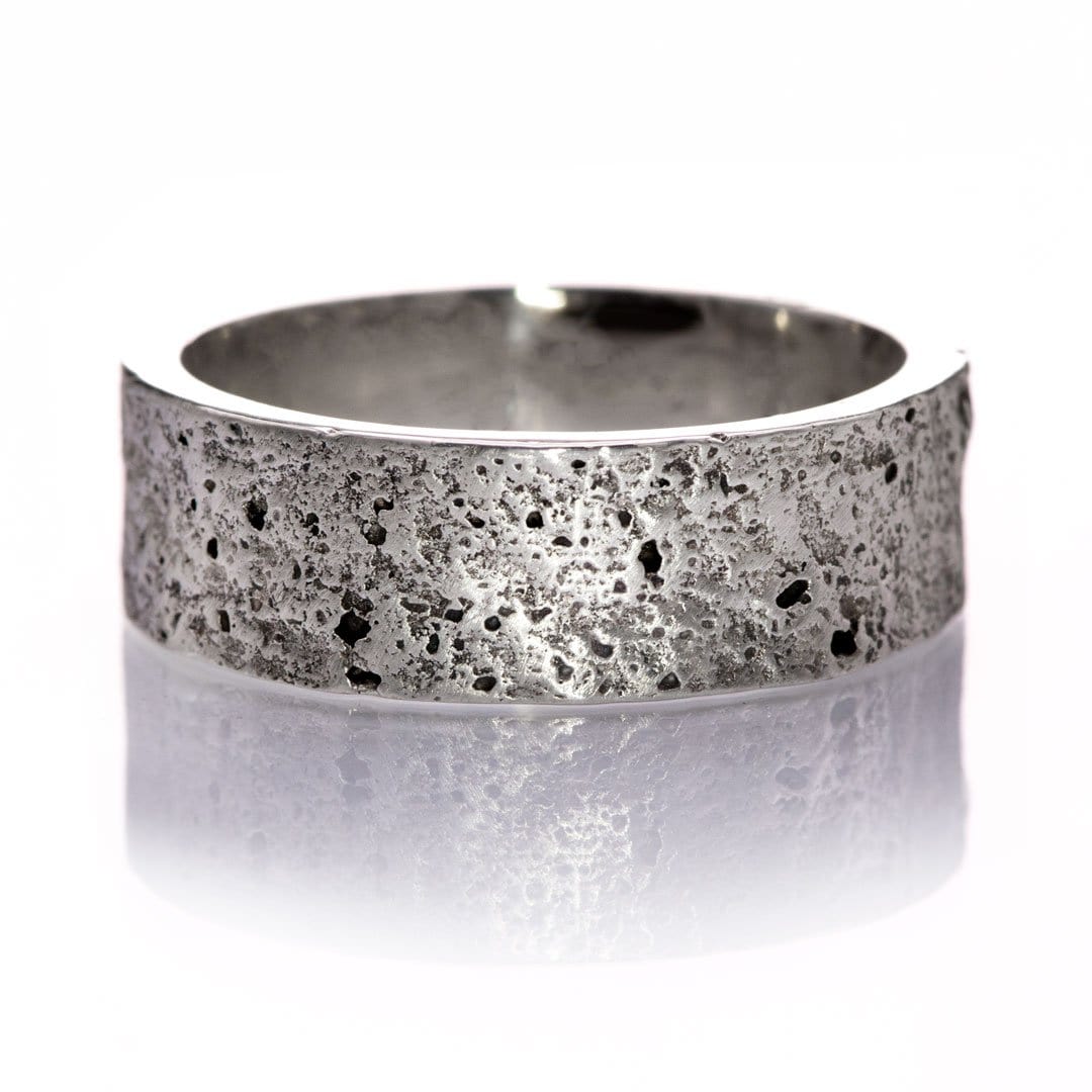 Concrete Texture Wedding Band Sterling Silver / 6mm Ring by Nodeform