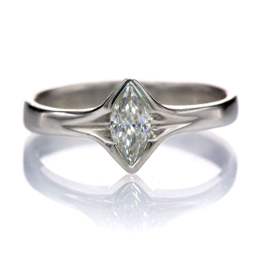 Marquise Moissanite Semi-Bezel Fold Solitaire Engagement Ring Ring by Nodeform