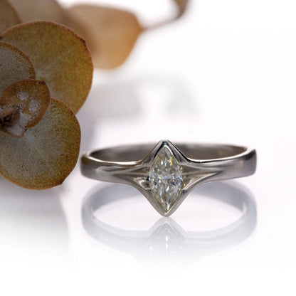 Marquise Moissanite Semi-Bezel Fold Solitaire Engagement Ring Ring by Nodeform