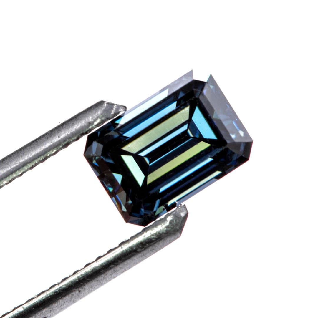 Emerald Cut Blue-Gray Moissanite Loose Stone Loose Gemstone by Nodeform