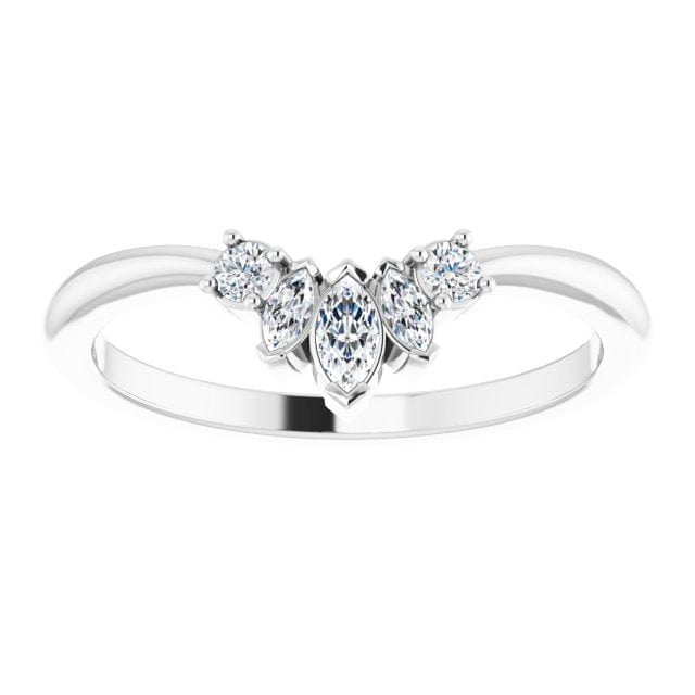 Macie Band- Marquise Diamond, Moissanite or White Sapphire Curved Contoured Stacking Wedding Ring All lab-grown White Diamonds SI1-2, G-H / Platinum Ring by Nodeform