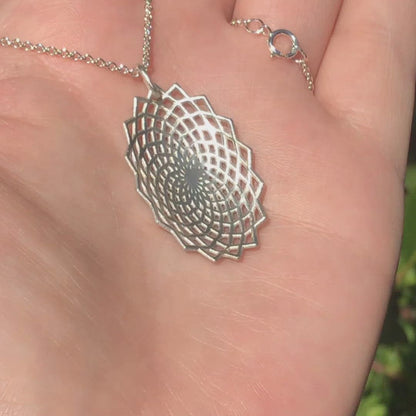 Oval Lattice Sterling Silver Pendant Necklace, Ready to Ship