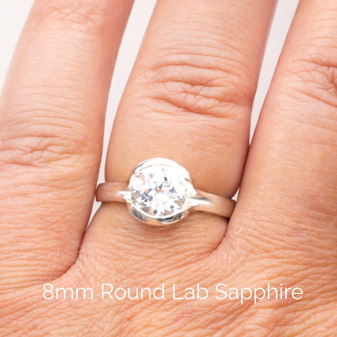 Lab Created Round White Sapphire Fold Solitaire Engagement Ring Ring by Nodeform