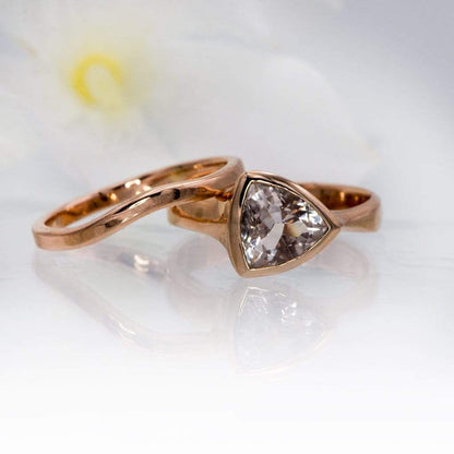 Trillion Pink Morganite Bezel Solitaire Engagement Ring Ring by Nodeform