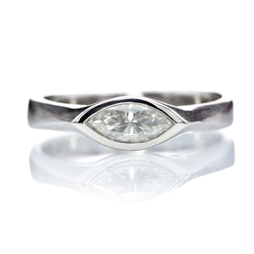 Marquise Moissanite Bezel Solitaire Engagement Ring Ring by Nodeform