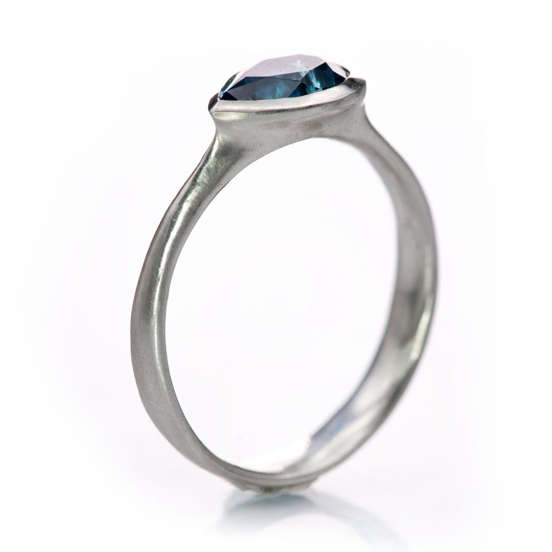 Sterling Silver Pear Blue Topaz Ring