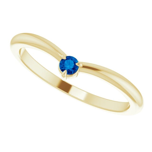 Velma Band - Diamond, Moissanite or Sapphire V-Shape Contoured Stacking Wedding Ring Blue Sapphire / 14K Yellow Gold Ring by Nodeform