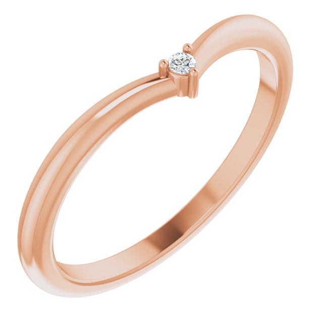 Vania Band - Tiny Diamond, Moissanite or Sapphire V-Shape Contoured Stacking Wedding Ring Lab Grown Diamond / 14k Rose Gold Ring by Nodeform