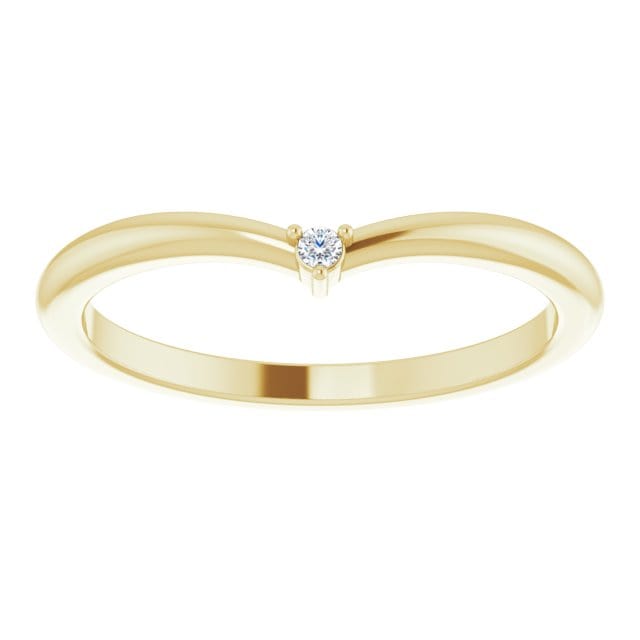 Vania Band - Tiny Diamond, Moissanite or Sapphire V-Shape Contoured Stacking Wedding Ring Lab Grown Diamond / 14K Yellow Gold Ring by Nodeform