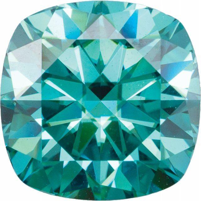 Square Cushion Cut Teal Moissanite Loose Stone Loose Gemstone by Nodeform